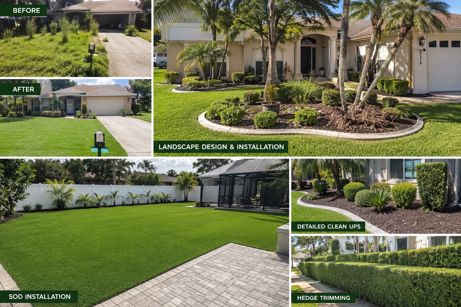 Before and after landscaping project